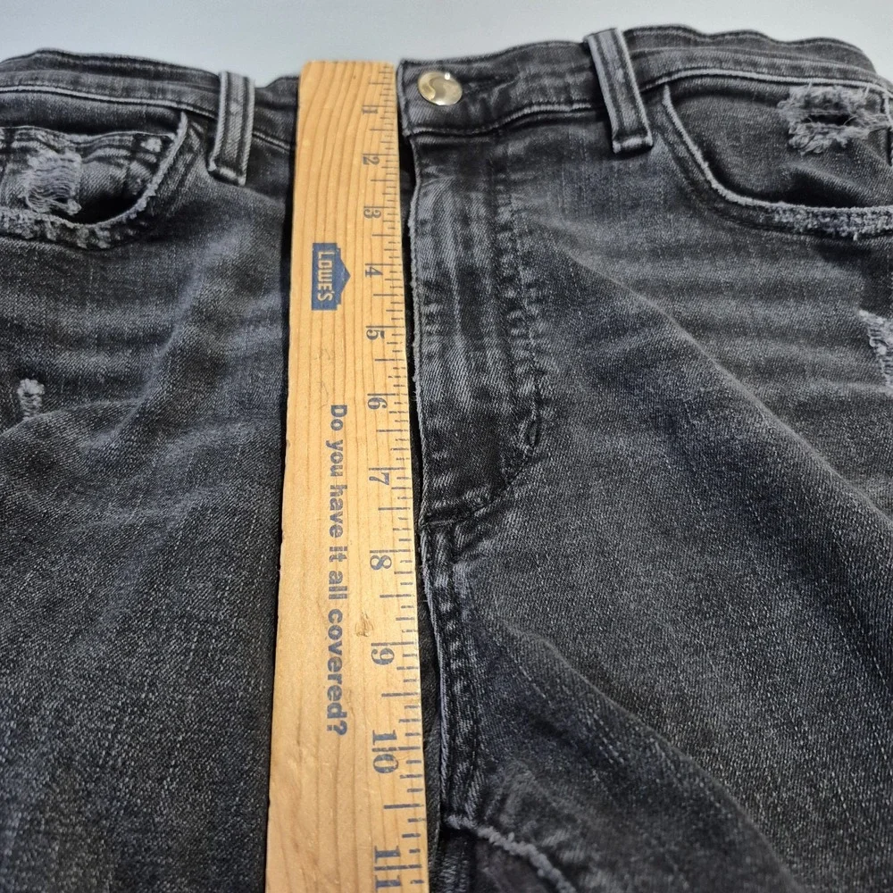 Joe's Jeans Womens 27 Washed Black High Rise Wide Leg Cropped Distressed Raw Hem